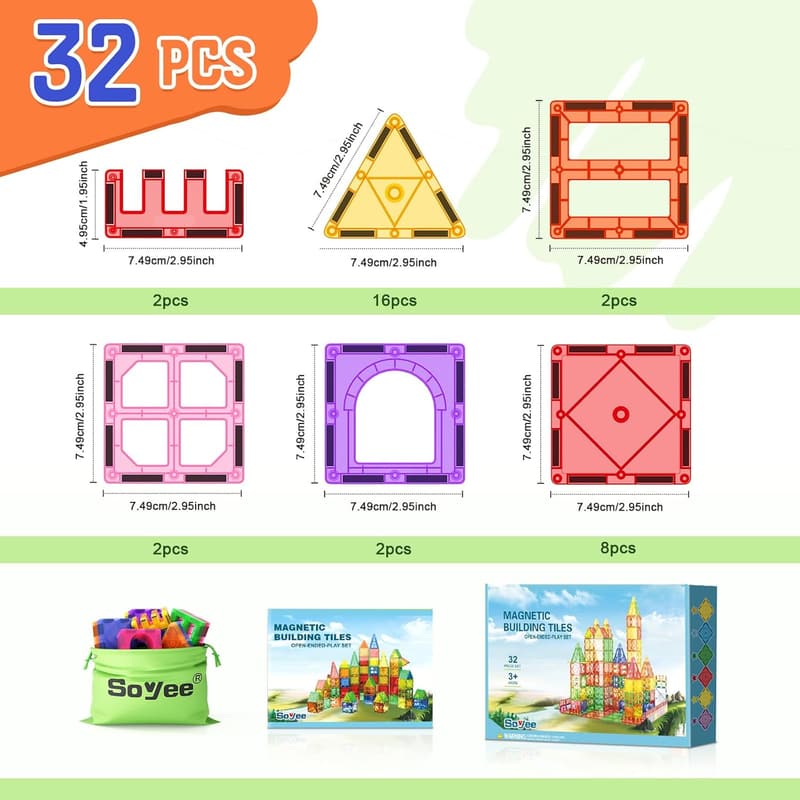 STEM Magnetic Building Blocks for Kids Ages 3-12