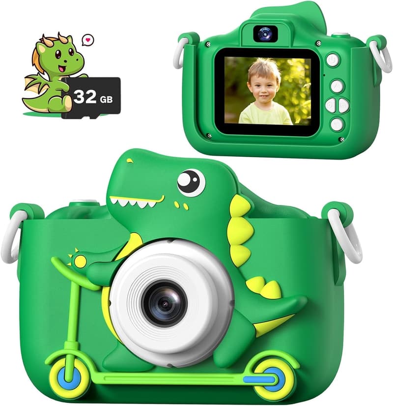 Kids' Camera with Silicone Cover - Green, Ages 3-12