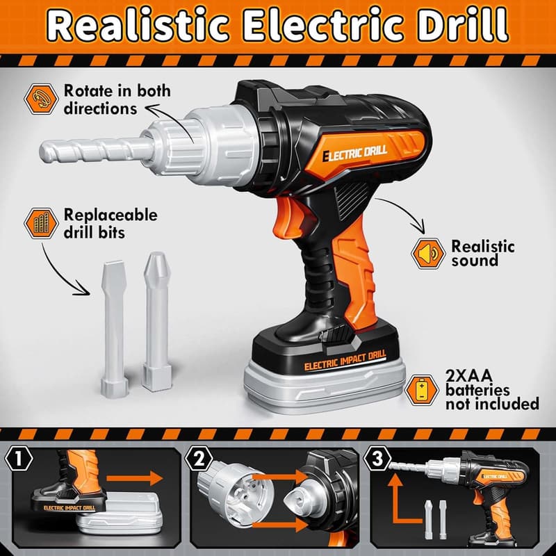 Kids Tool Set with Drill and Tool Box