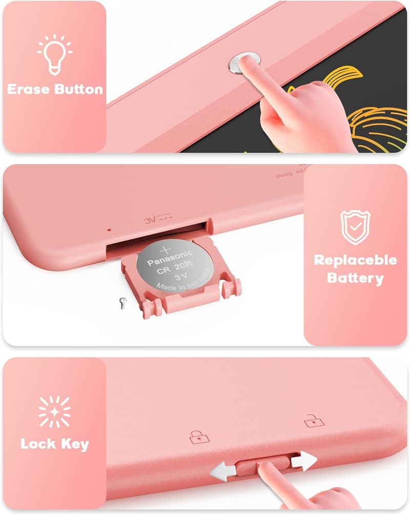 Birthday LCD Writing Tablet for Kids - Pink 10