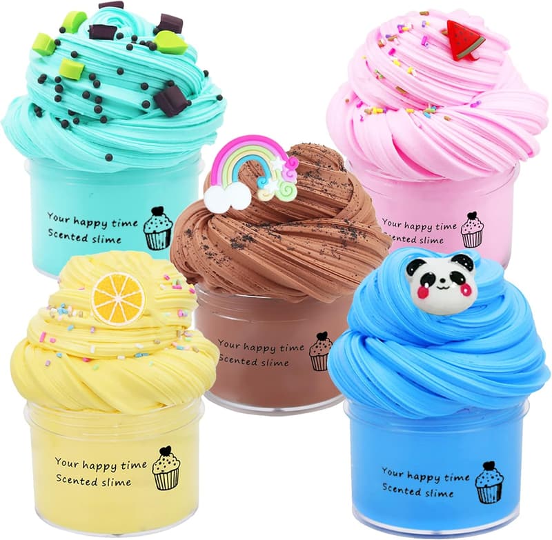 Birthday Slime Set: Non-Sticky, Super Soft, 5-Pack