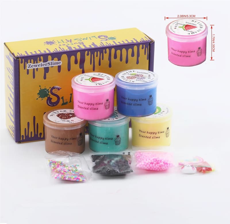 Birthday Slime Set: Non-Sticky, Super Soft, 5-Pack