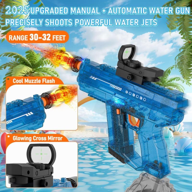 Summer Electric Water Gun, 32 FT Range (Blue)