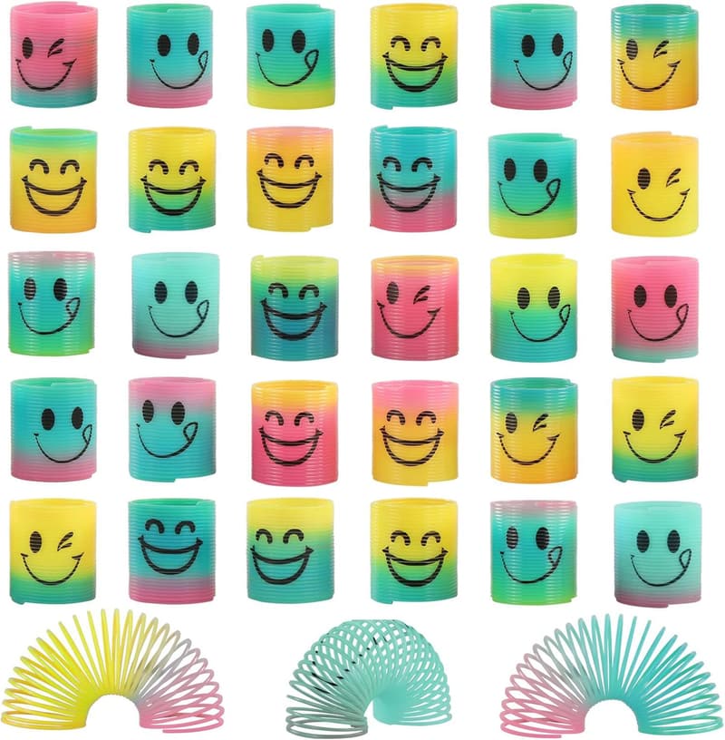 Birthday Mini Rainbow Coil Springs - 30-Pack Party Favors
