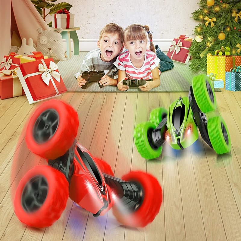 Fast 4WD Stunt RC Car with Headlights (Red)