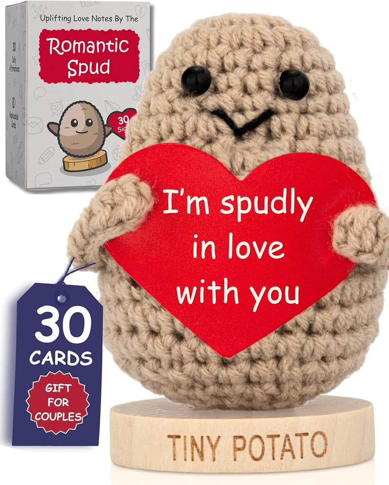 Mother's Day Positive Potato Crochet Doll with Love Notes