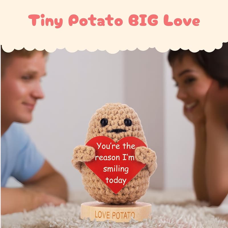 Mother's Day Positive Potato Crochet Doll with Love Notes