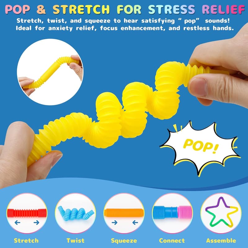 Sensory Pop Tubes 30-Pack: Stress Relief Toys
