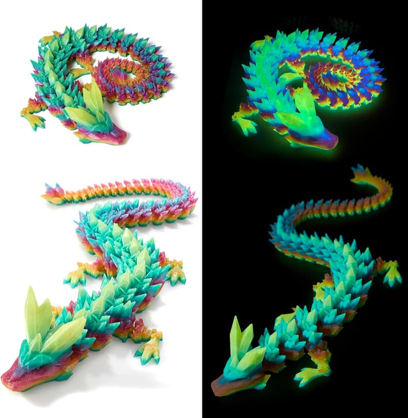 3D Luminous Rainbow Dragon Toy, 30-inch Crystal