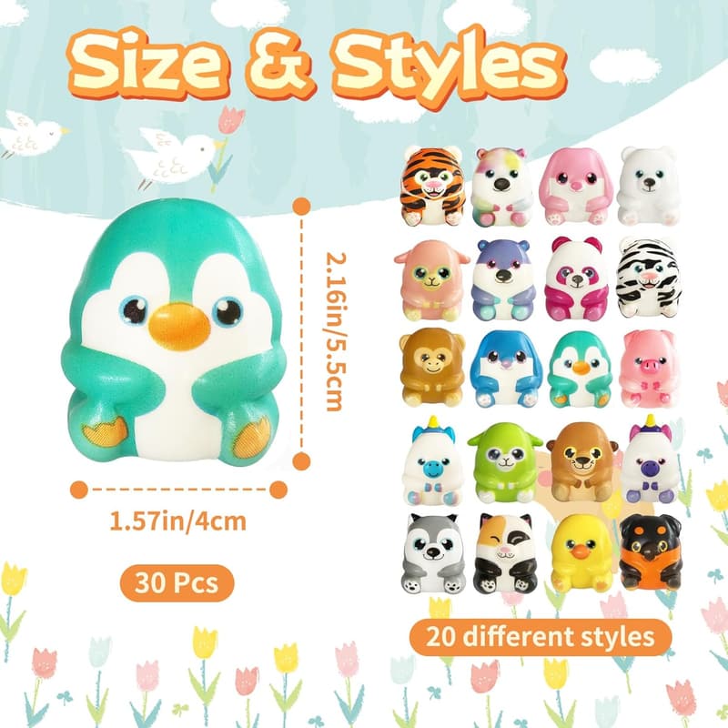 Kids' Birthday Squishy Toy Pack - 30 Stress Relief Squeezes