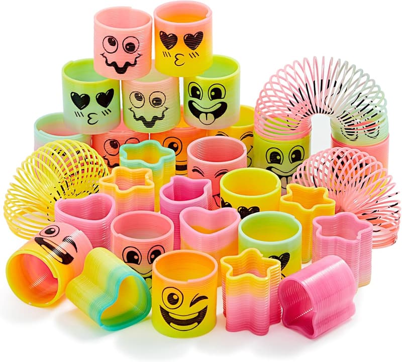 Spring Rainbow Coil Toys, 30-Pack Party Favors