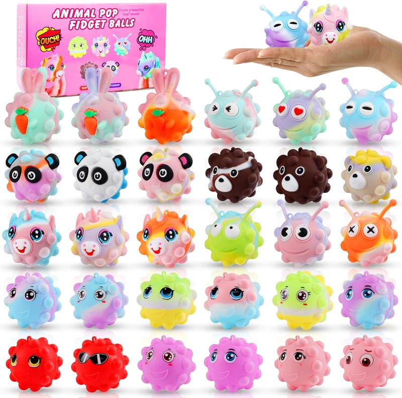 Kids Animal Pop Balls Party Favors - 30 Pack