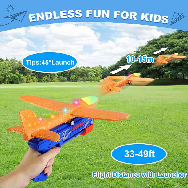 Birthday LED Airplane Launcher Toy Set for Kids