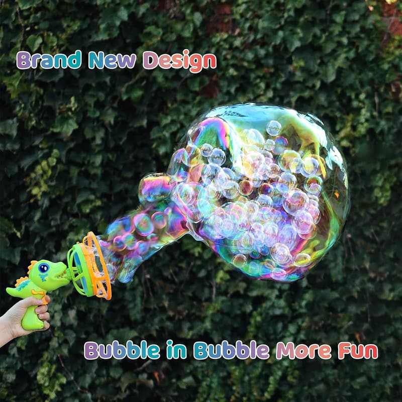Birthday Dinosaur Bubble Blower Toy for Kids (Green)