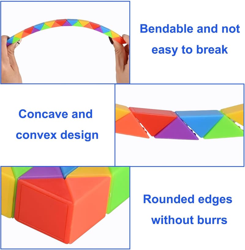 Rainbow Snake Cube Puzzles for Kids, 15 Pack