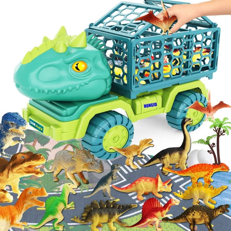Kids' Dinosaur Truck Toy with Figures & Play Mat