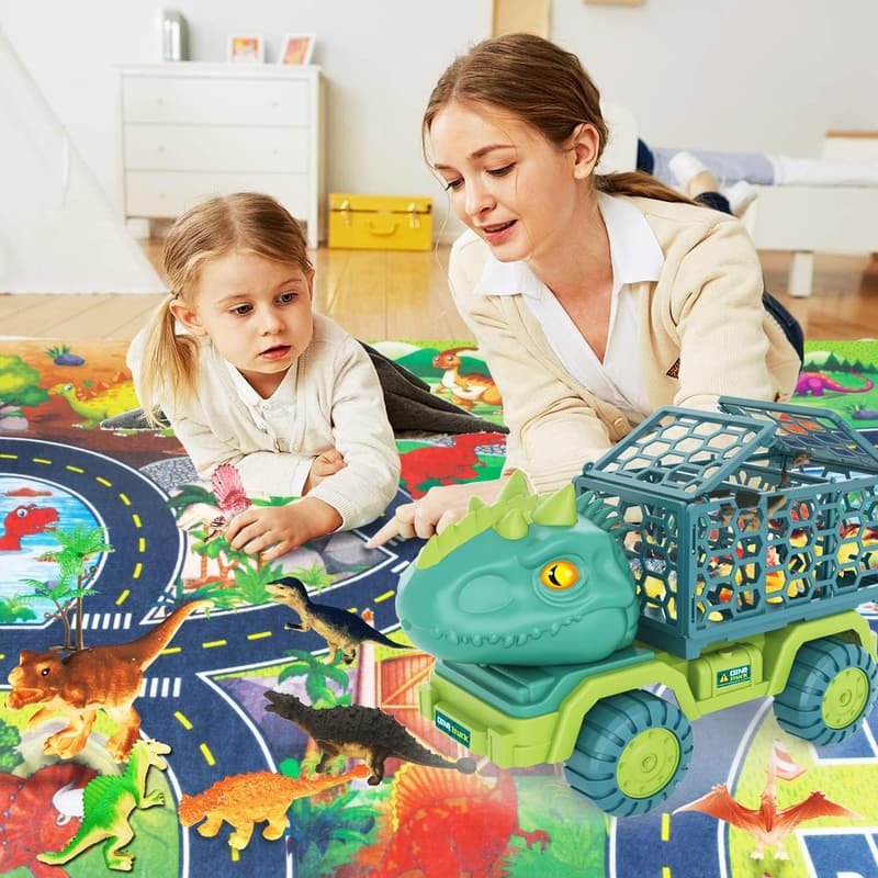Kids' Dinosaur Truck Toy with Figures & Play Mat