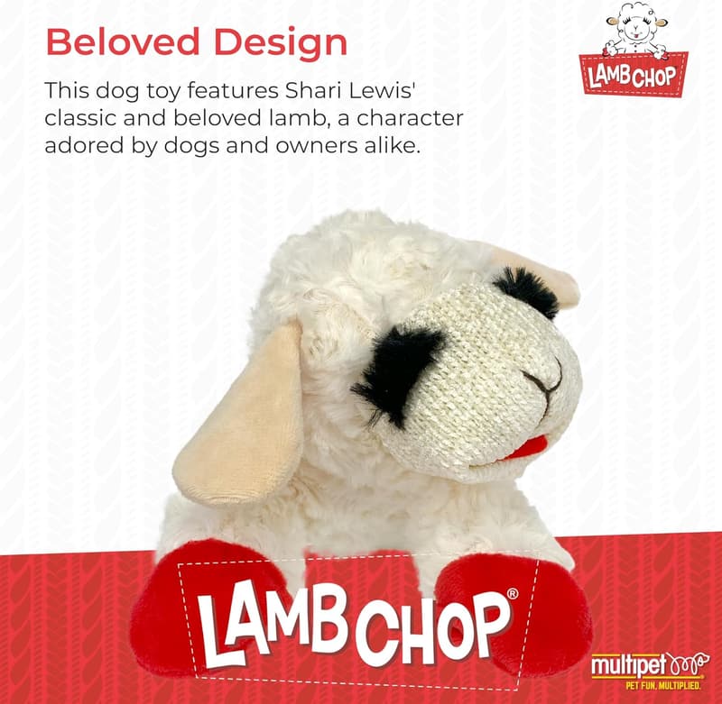 Squeaky Lamb Chop Plush Toy for Dogs, Cream 10