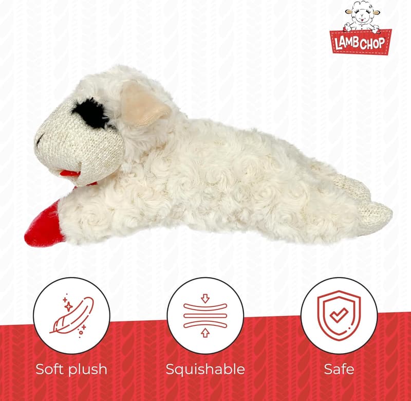 Squeaky Lamb Chop Plush Toy for Dogs, Cream 10