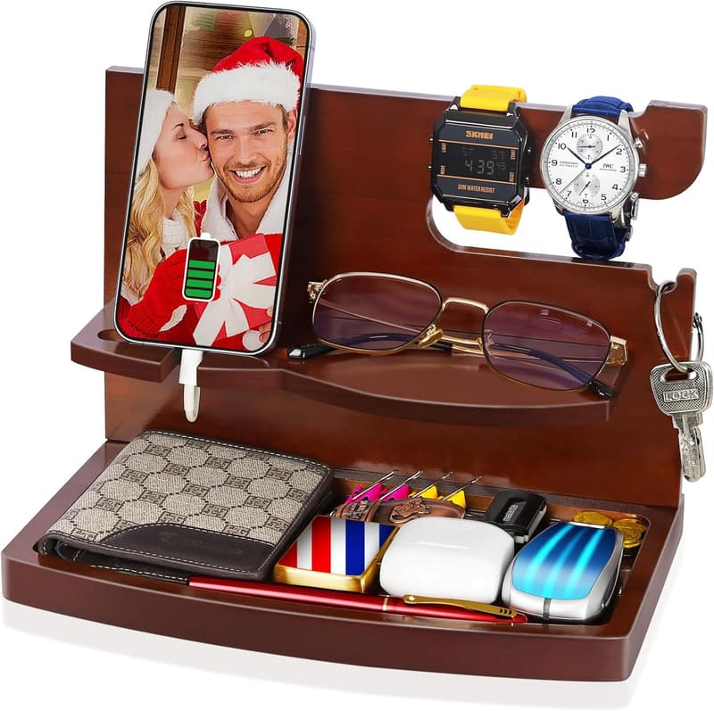 Christmas Men's Wood Phone Docking Station