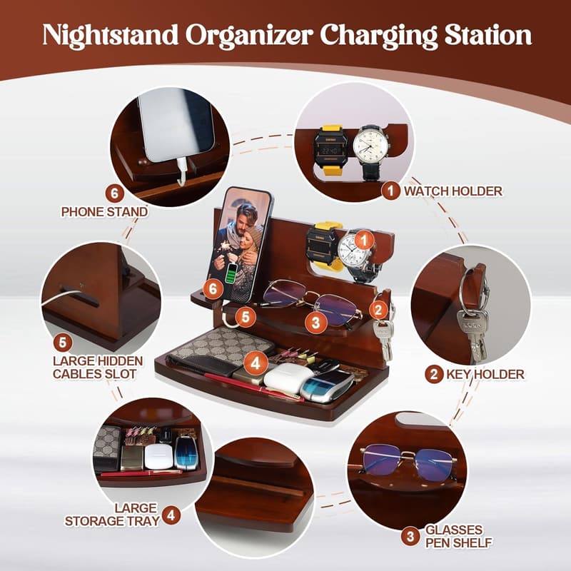 Christmas Men's Wood Phone Docking Station