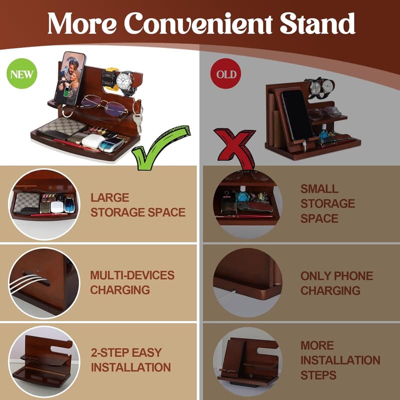 Christmas Men's Wood Phone Docking Station