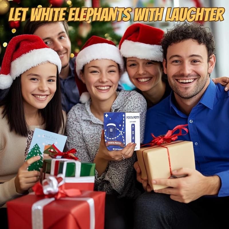 White Elephant Ceramic Shot Glass - Funny Gag Gift for Adults