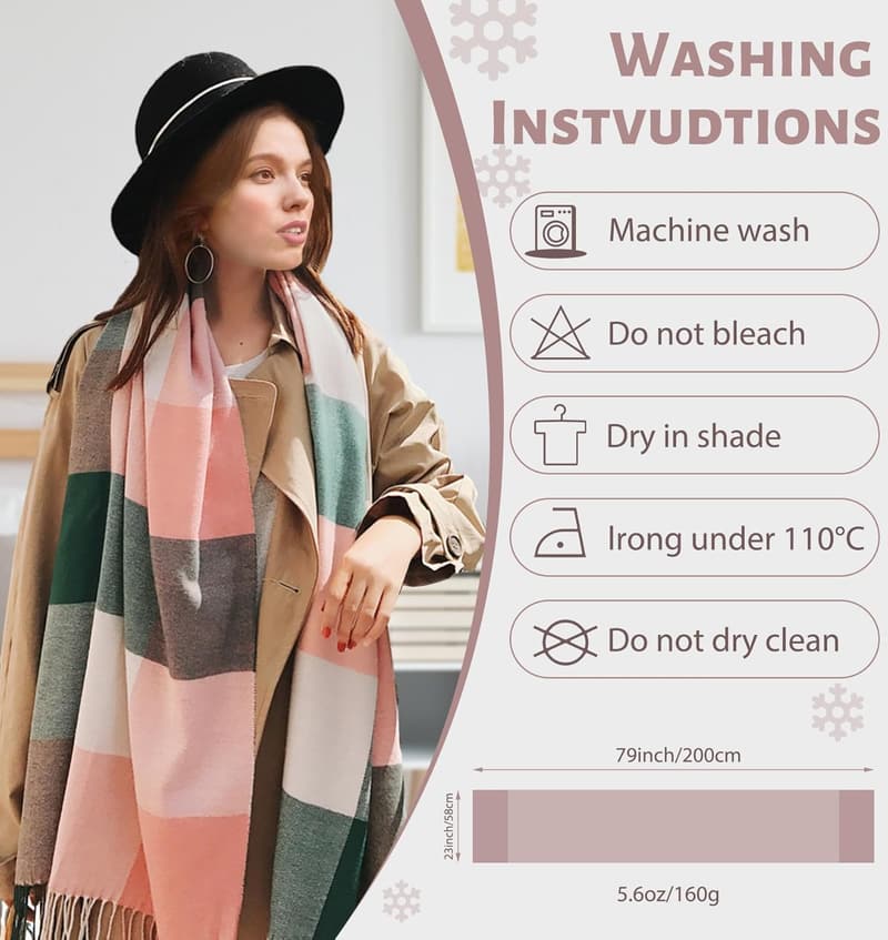 Women's Plaid Oversized Blanket Scarf