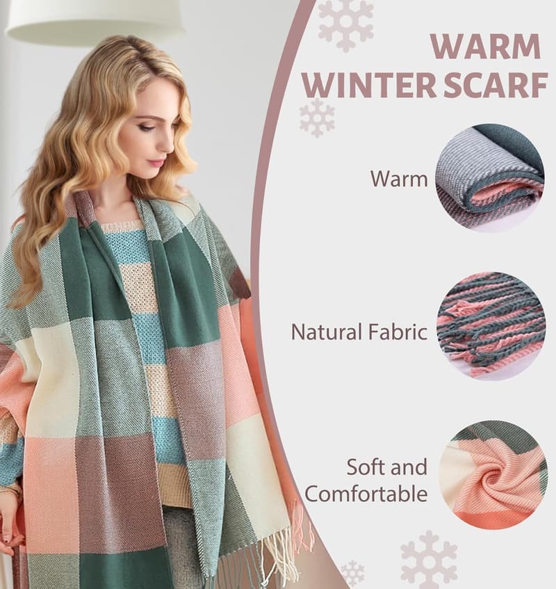 Women's Plaid Oversized Blanket Scarf