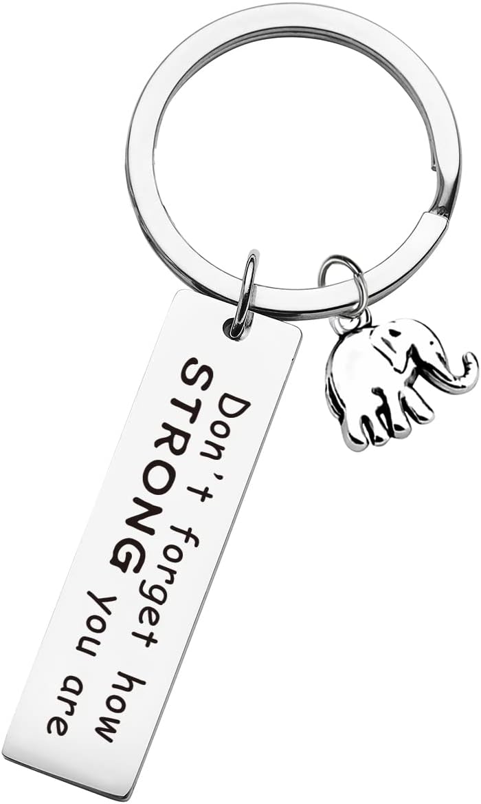 Birthday Elephant Keychain with Inspirational Quote