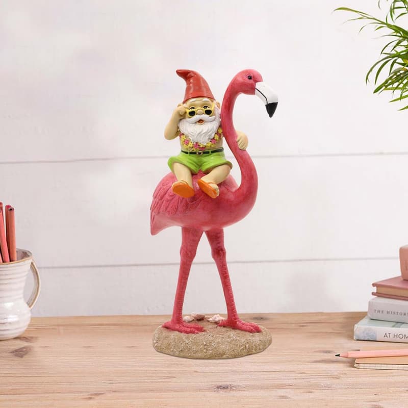 Birthday Garden Statue - Gnome & Flamingo Decor