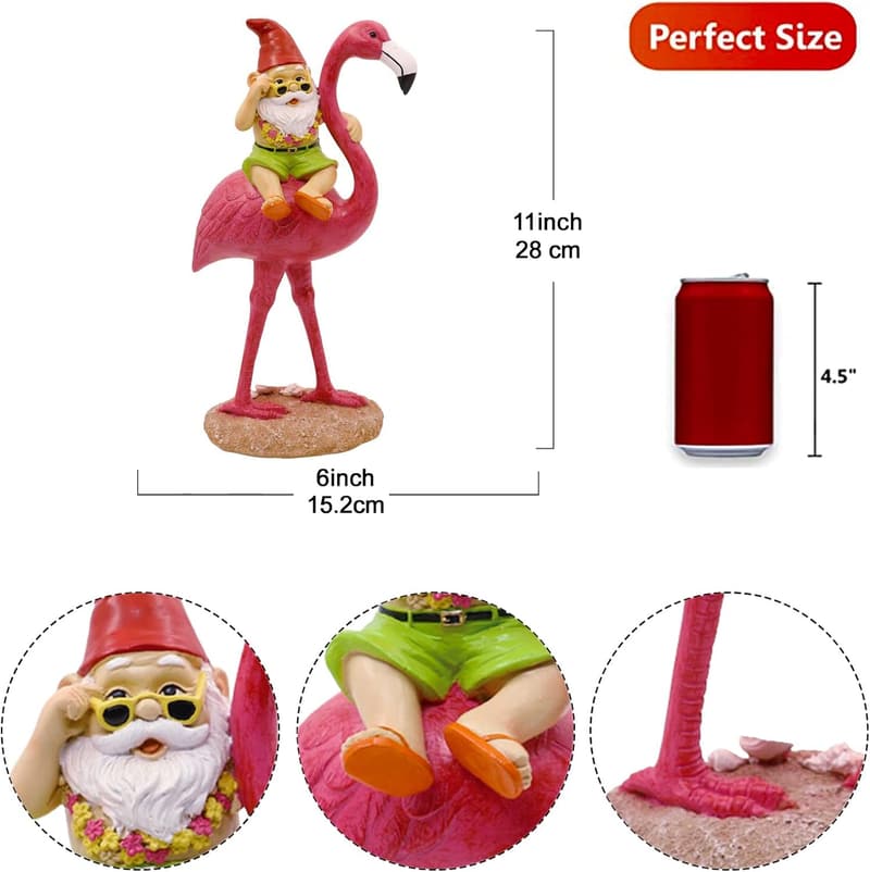Birthday Garden Statue - Gnome & Flamingo Decor