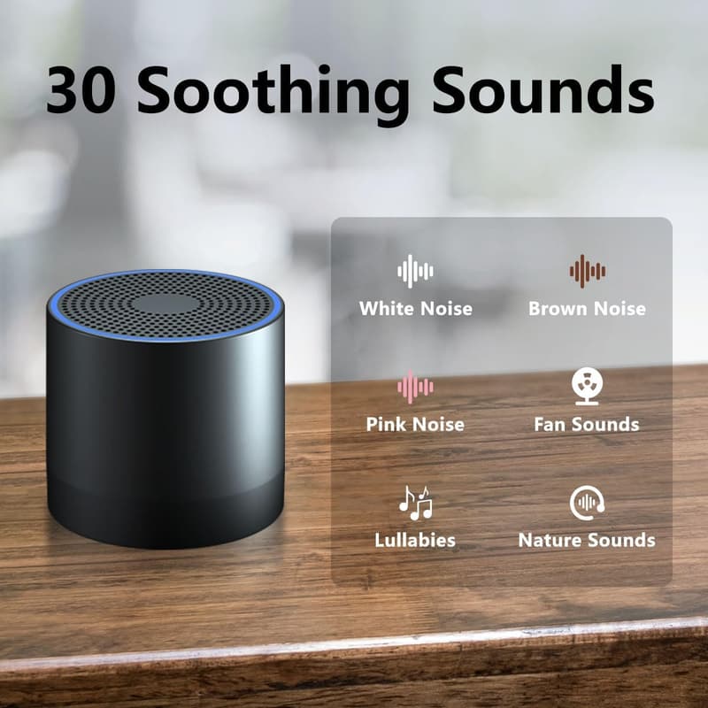 Portable Rechargeable Sound Machine with 30 Soothing Sounds