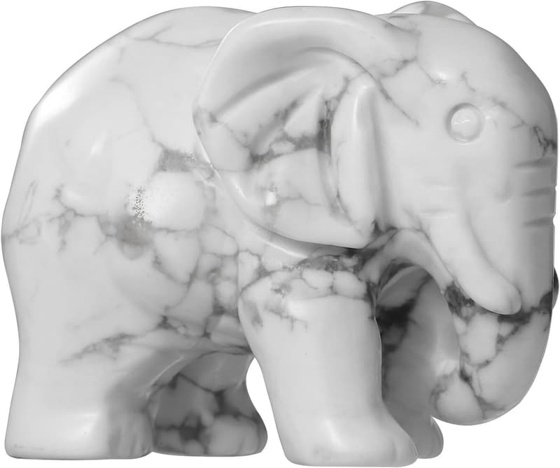Women's White Howlite Elephant Healing Stone Ornament
