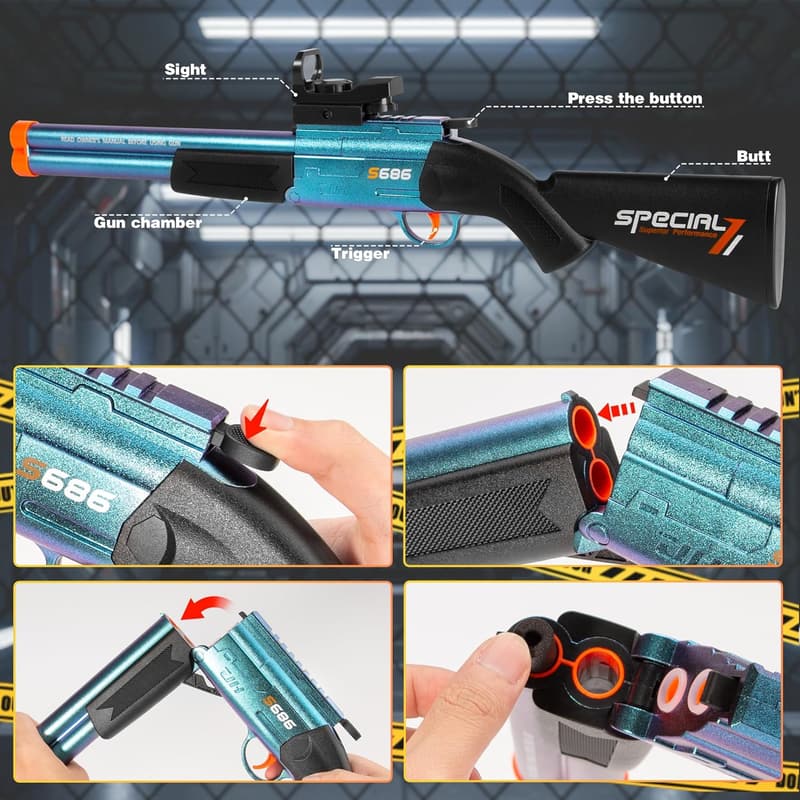 Holiday Toy Shotgun with Scope & 20 Darts for Kids