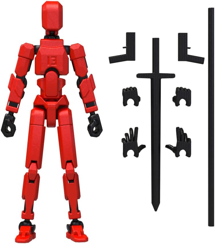 Lucky Titan Action Figure - 3D Printed, Red, Movable