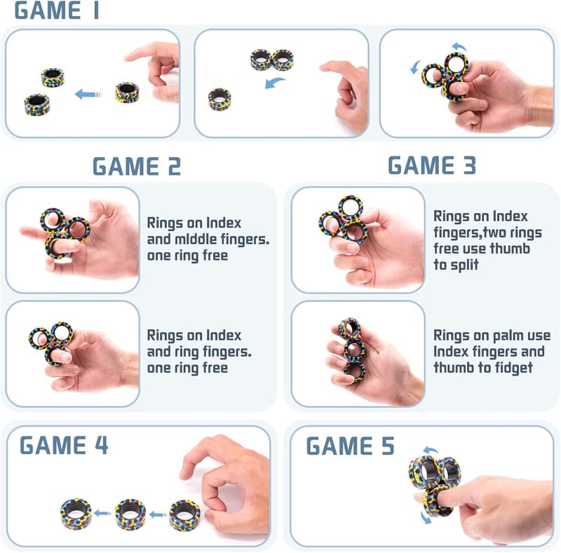 Anxiety Relief Magnetic Rings - Fidget Toy Set (3PCS)