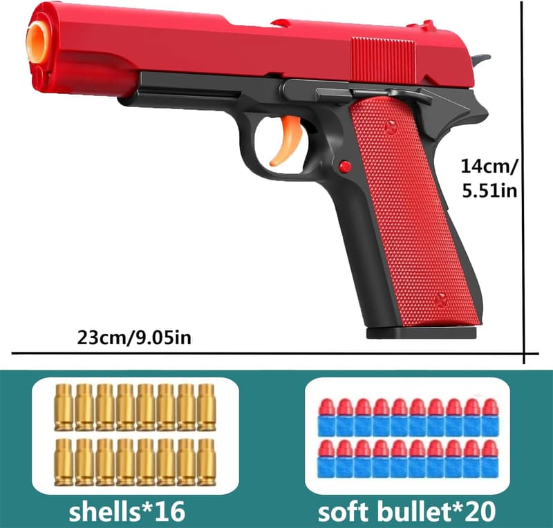 Realistic Toy Gun with Soft Bullets for Adults