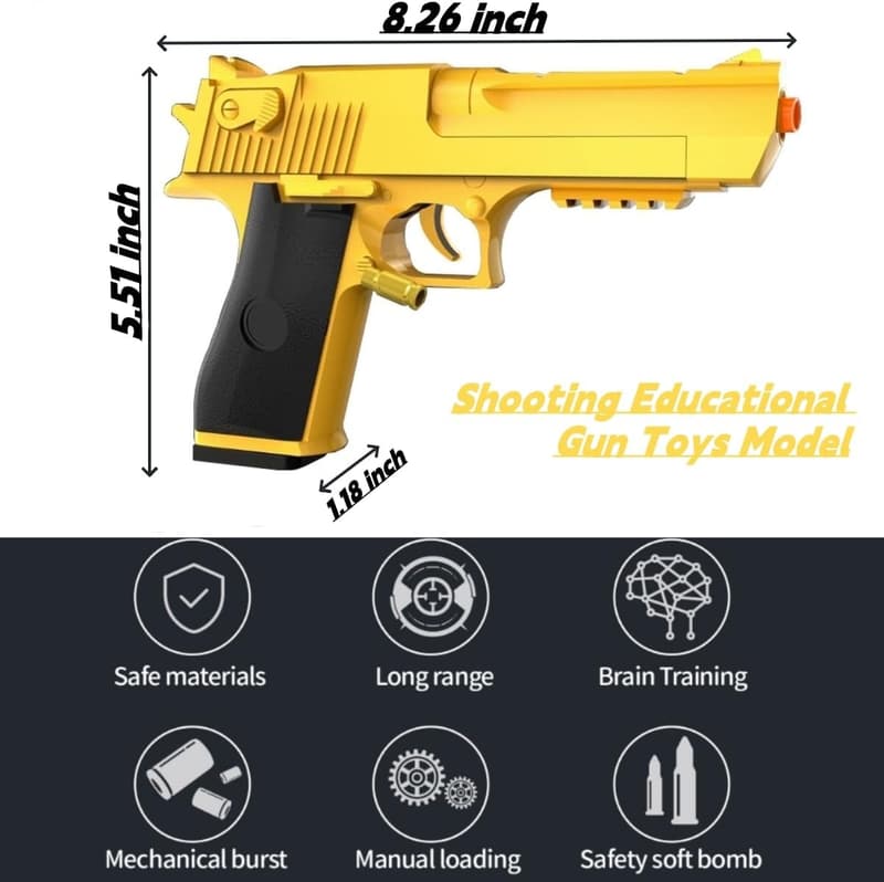 Educational Toy Pistol with EVA Foam Bullets for Kids