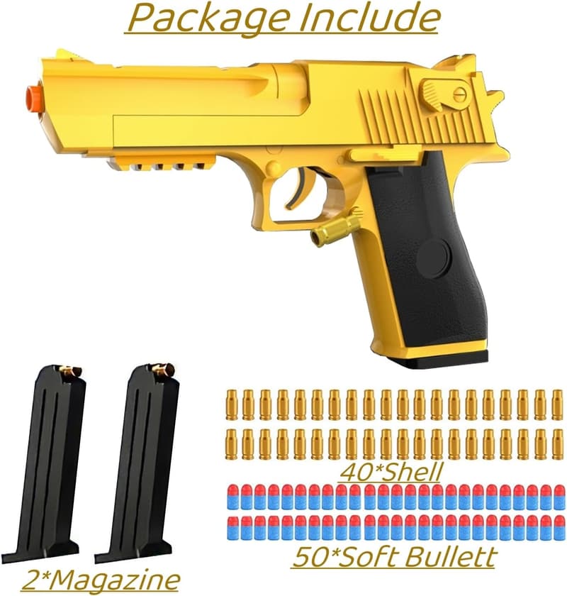 Educational Toy Pistol with EVA Foam Bullets for Kids