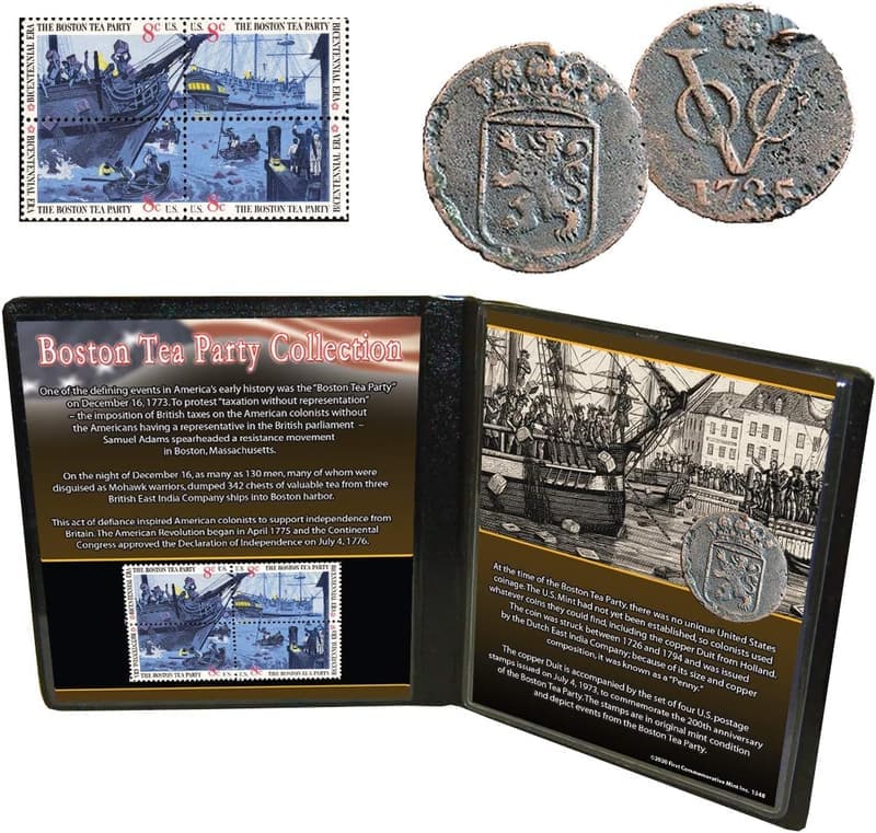 Boston Tea Party Coin & Stamp Set
