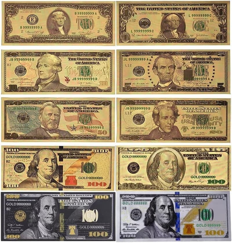 Gift Set: Colorful Dollar Bill Bookmarks, 10 Pieces