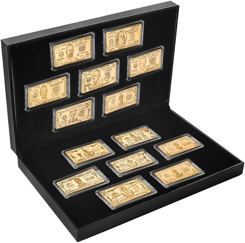 Gold-Plated US Dollar Bullion Set with Coin Holder
