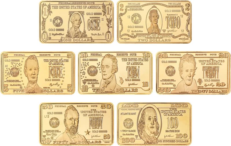 Gold-Plated US Dollar Bullion Set with Coin Holder