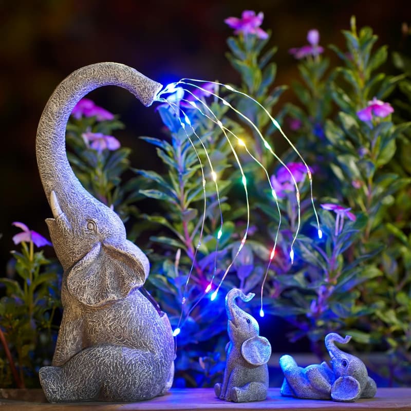 Birthday Solar Elephant Garden Statue for Women