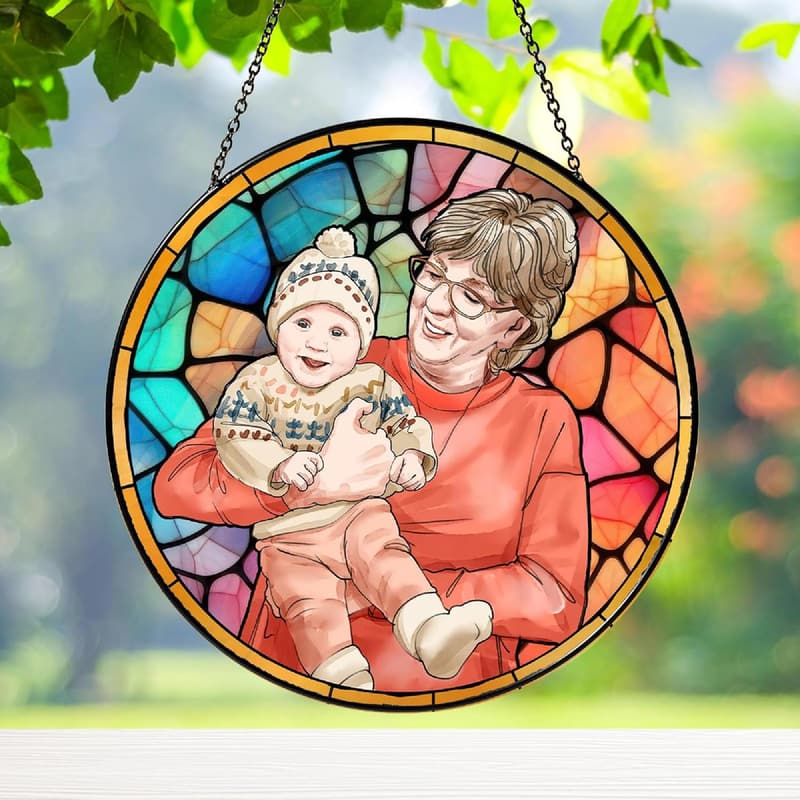 Mother's Day Stained Glass Portrait Suncatcher