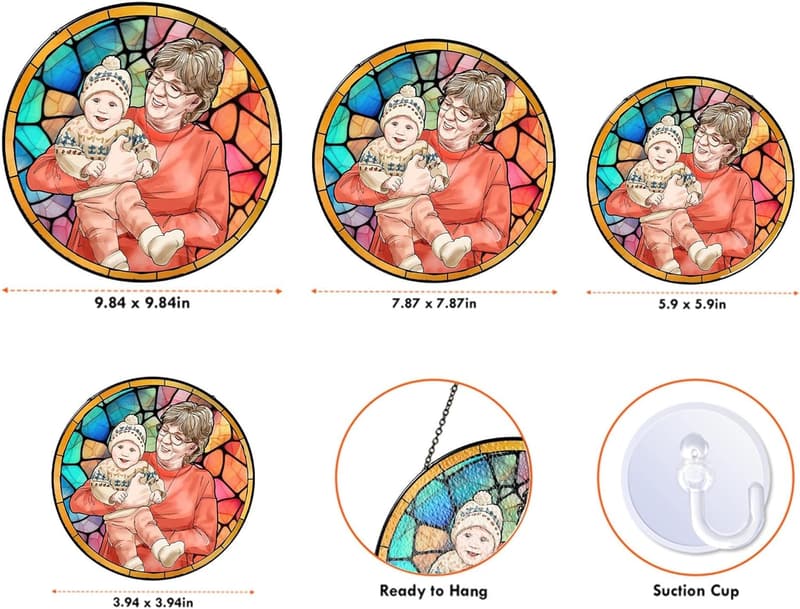 Mother's Day Stained Glass Portrait Suncatcher
