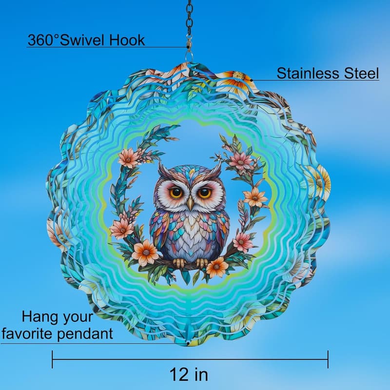 Birthday Owl Wind Spinner, 12