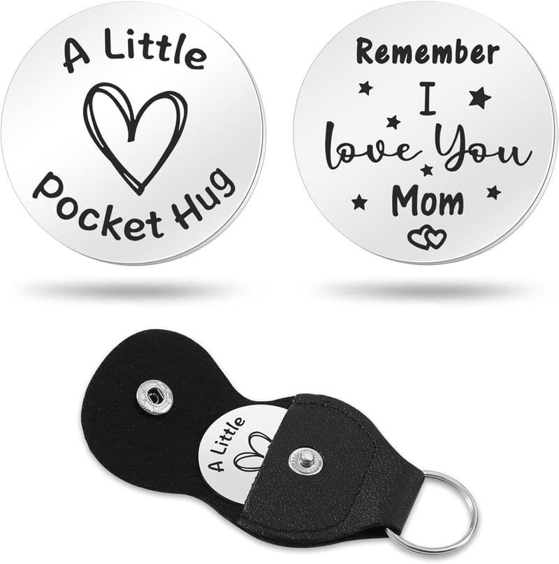 Inspirational Pocket Hug Keychain with PU Leather