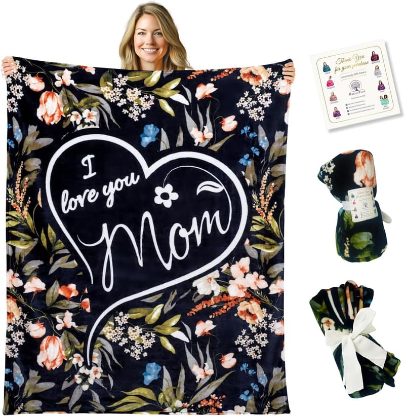 Mother's Day Floral Fleece Blanket, 65